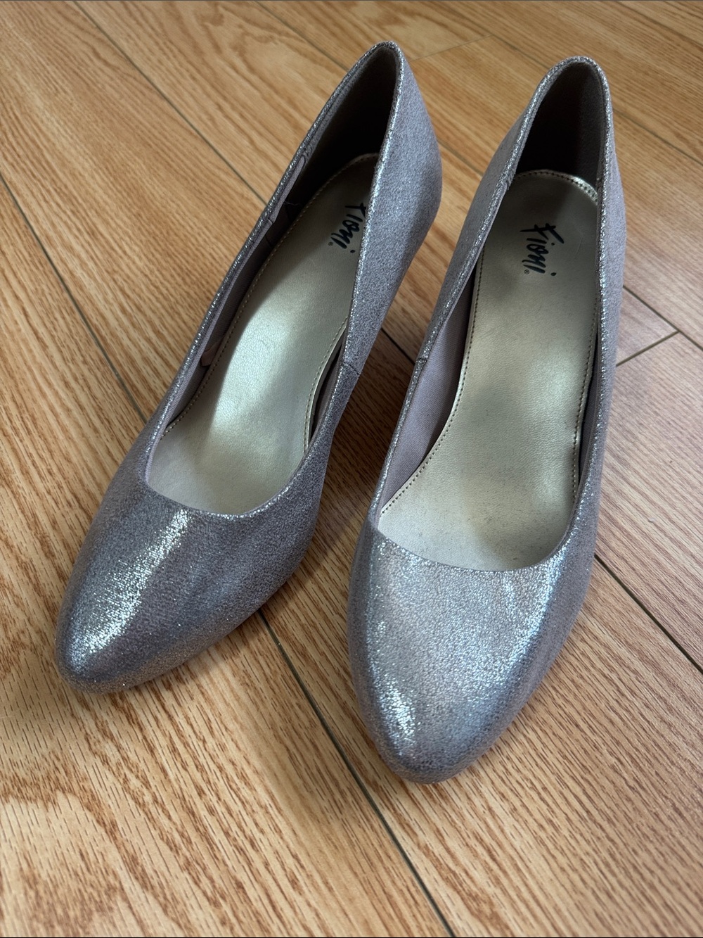 Muted Gold Glitter Pointed Toe Pumps - Women's Dress Heels
